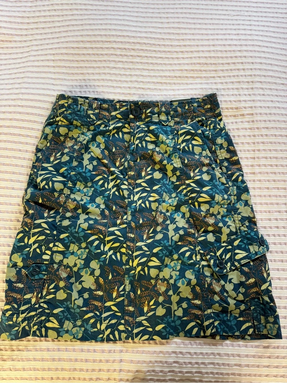 Eddie Bauer Teal & Yellow Floral Mini Skirt